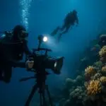 Tournage d’une scène de plongée sous marine pour un film
