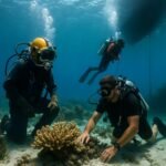 Plongeurs professionnels en action dans différents métiers sous-marins, incluant science, industrie et sauvetage