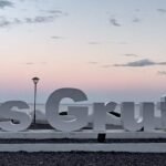 Entrée de Las Grutas au coucher du soleil, destination de plongée en Patagonie