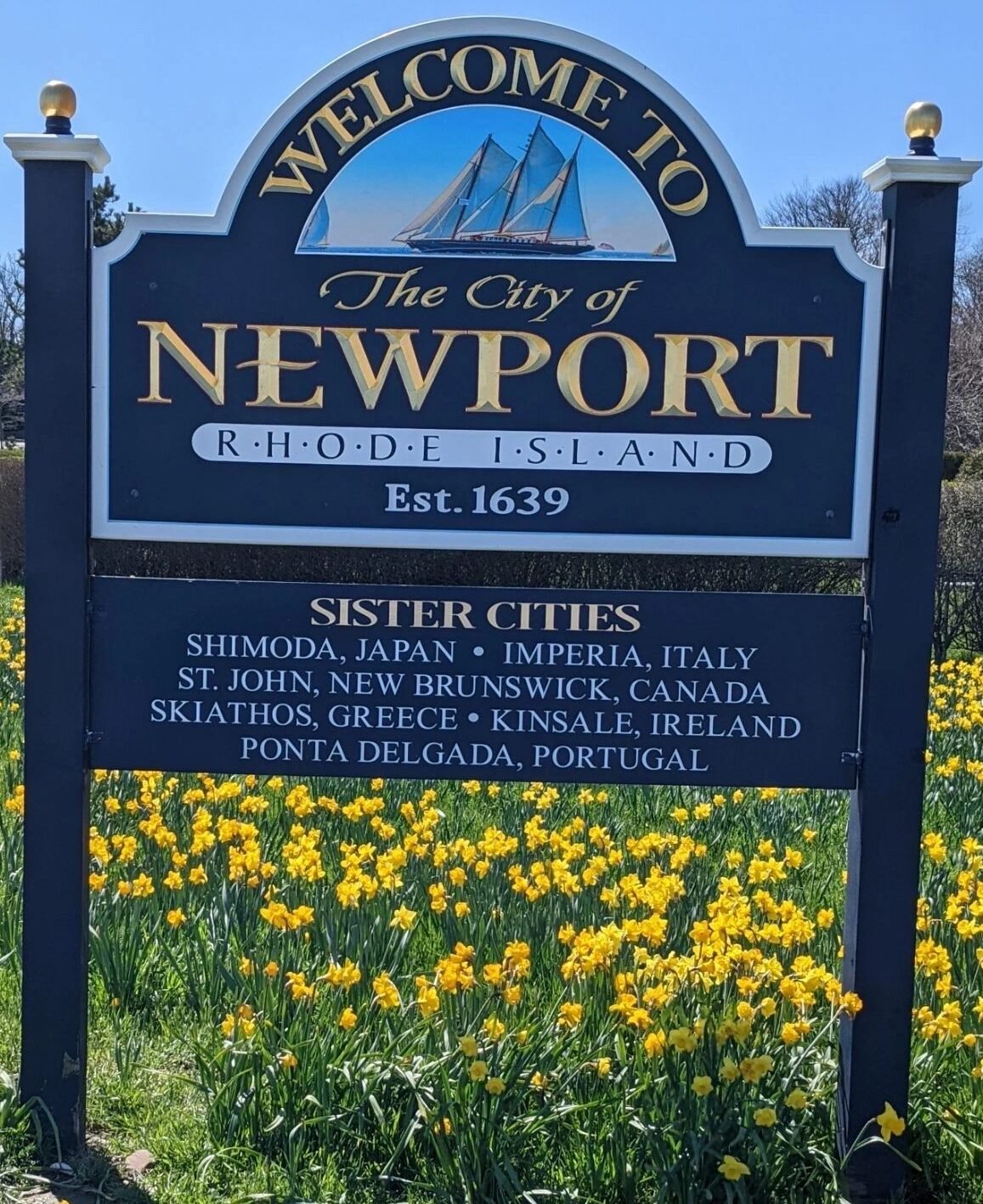 Panneau d’entrée de Newport Rhode Island destination plongée côte est USA